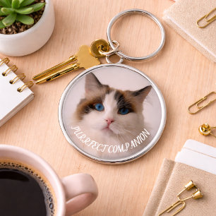 Purrfect Companion Custom Pet Photo Cat Lover Keychain