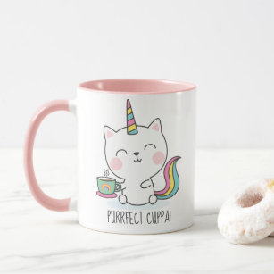 Purrfect Cuppa Cute Kawaii Caticorn Pink Cartoon Mug