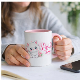 Purrfect Day Cute Pink Cat Mug