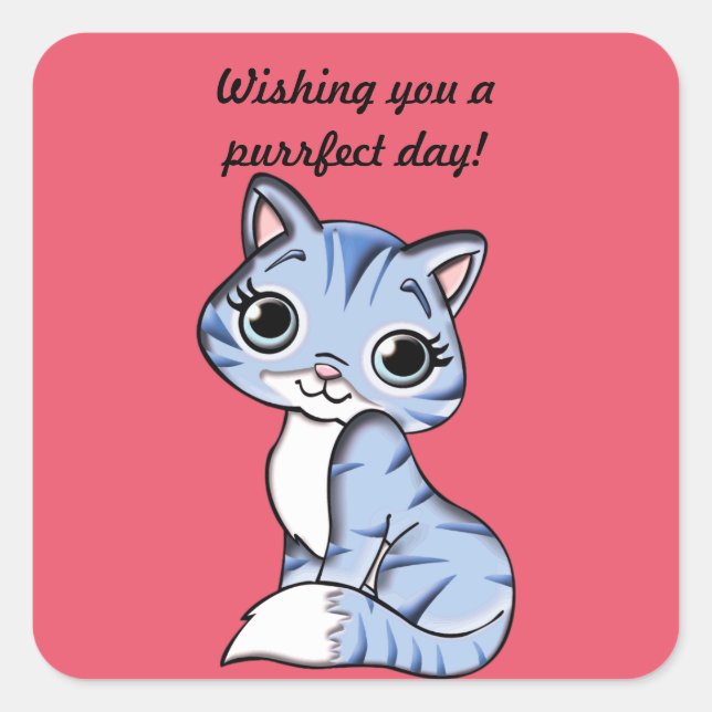 Purrfect Day Square Sticker (Front)