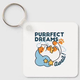 Purrfect Dreams Await – Cute Sleeping Cat Dreamy Keychain