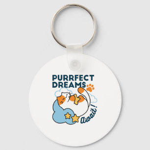 Purrfect Dreams Await – Cute Sleeping Cat Dreamy Keychain
