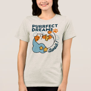 Purrfect Dreams Await – Cute Sleeping Cat Dreamy Tri-Blend Shirt