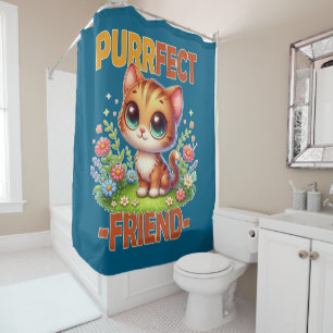 Purrfect Friend pun Cute orange cat kitten cartoon
