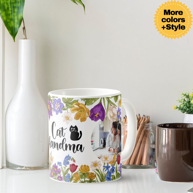 Purrfect Memories Personalized 2 Photo Collage Cat Coffee Mug (Purrfect Memories Personalized 2 Photo Collage Cat Mug)