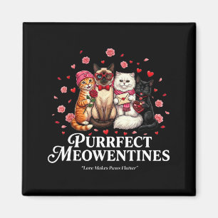 Purrfect Meowentines Cute Valentine Cat Lovers  Magnet
