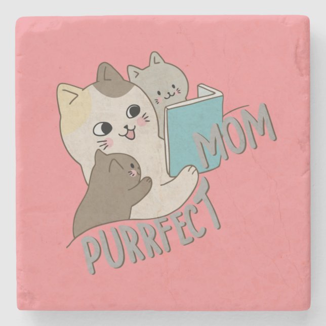 Purrfect Mom Stone Coaster (Front)