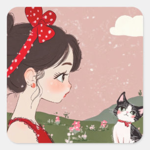 Purrfect Moments Poster Square Sticker