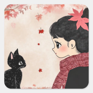 Purrfect Moments Poster Square Sticker
