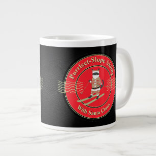 Purrfect-Slope Skiing with Santa Claws Large Coffee Mug