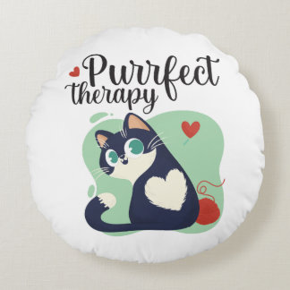 Purrfect therapy round pillow