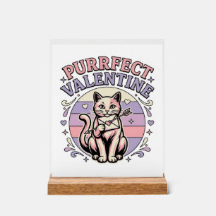 Purrfect Valentine Cat Valentine Love Vintage Vect Acrylic Sign