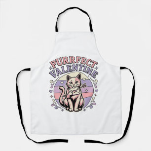 Purrfect Valentine Cat Valentine Love Vintage Vect Apron