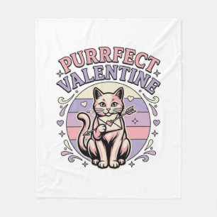 Purrfect Valentine Cat Valentine Love Vintage Vect Fleece Blanket