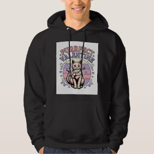 Purrfect Valentine Cat Valentine Love Vintage Vect Hoodie
