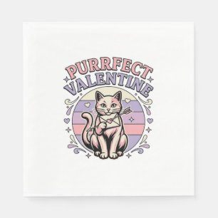 Purrfect Valentine Cat Valentine Love Vintage Vect Napkin