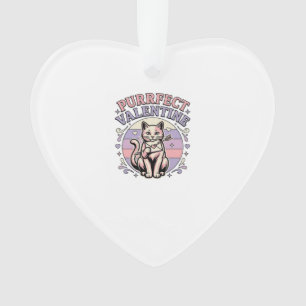 Purrfect Valentine Cat Valentine Love Vintage Vect Ornament