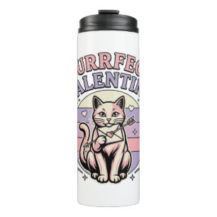 Purrfect Valentine Cat Valentine Love Vintage Vect Thermal Tumbler