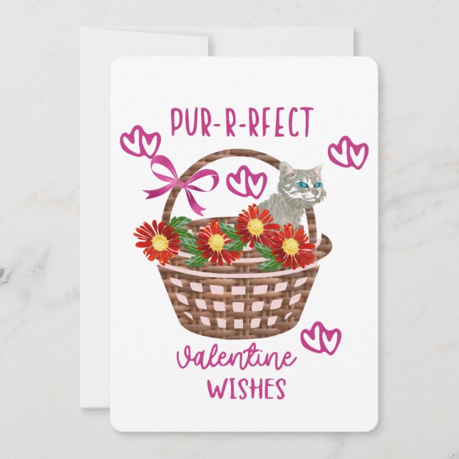 Purrfect Valentine Wishes  Holiday Card (Front)