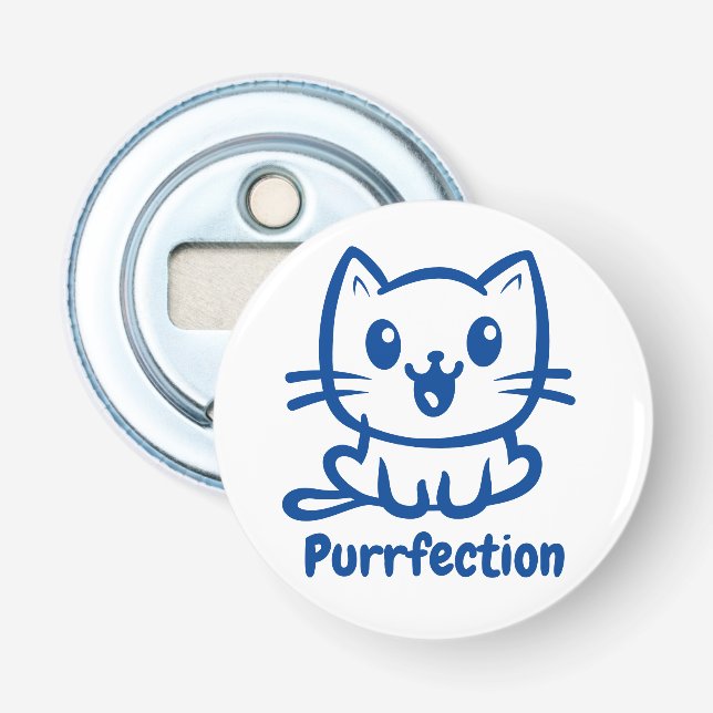 Purrfection, Very Cute Anime Cat Bottle Opener (Front)