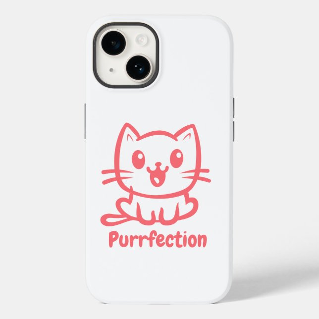 Purrfection, Very Cute Anime Cat Case-Mate iPhone Case (Back)