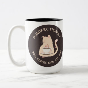 Purrfectionist Cat Mom Shirt – Funny Coffee Cat  Two-Tone Coffee Mug