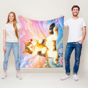 Purrfectly Asleep – Cat Holding Ice Cream Cone Fleece Blanket