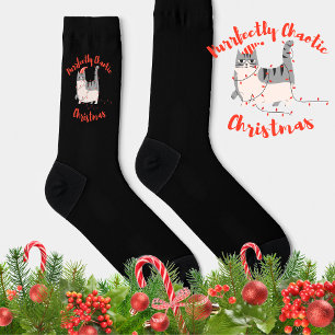 Purrfectly Chaotic Christmas Funny Holiday Cat Socks