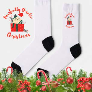 Purrfectly Chaotic Christmas Funny Holiday Cat Socks