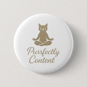 Purrfectly Content Yoga Cat Meditation Lover 2 Inch Round Button