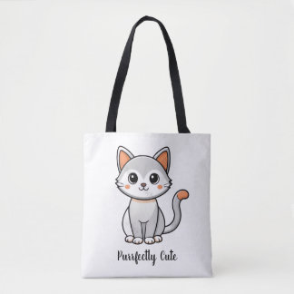 Purrfectly Cute Grey Kitten Reusable Grocery Bag |