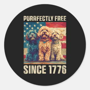 Purrfectly Free Proud Cavapoo Dog Lover 4th Of Jul Classic Round Sticker