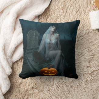 Purrfectly Haunting Halloween  Throw Pillow