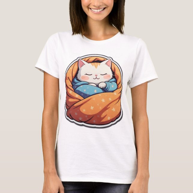 Purrfectly Lazy Cat T-Shirt – Cozy & Funny Design (Front)