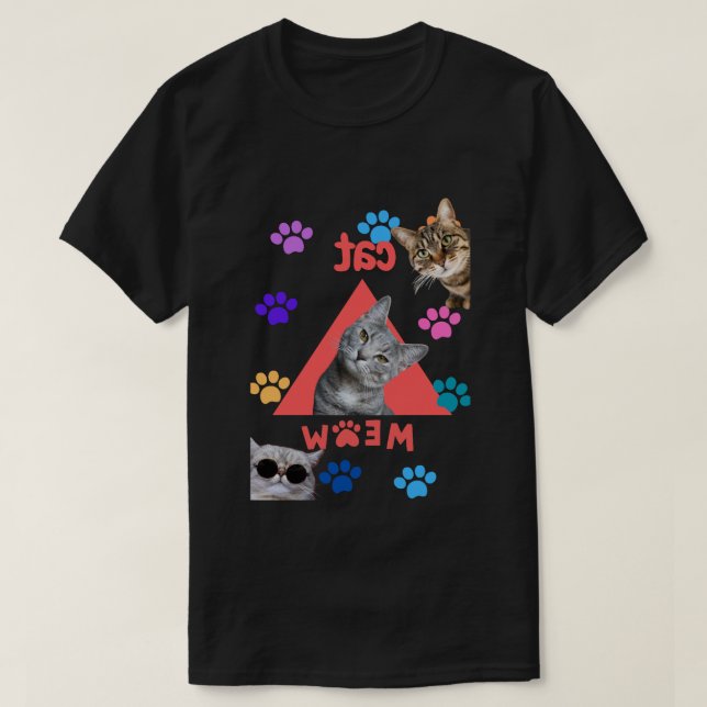 Purrfectly Playful: A Colourful Cat Design T-Shirt (Design Front)