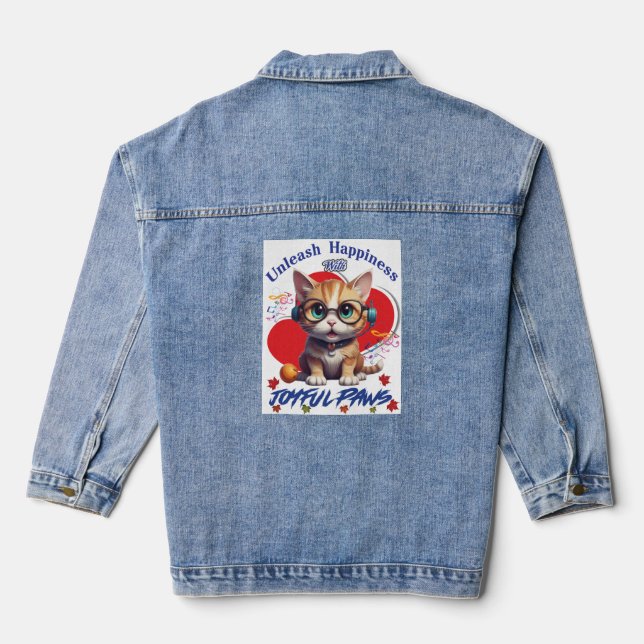 Purrfectly Playful: Cute Cat Denim Jacket (Back)