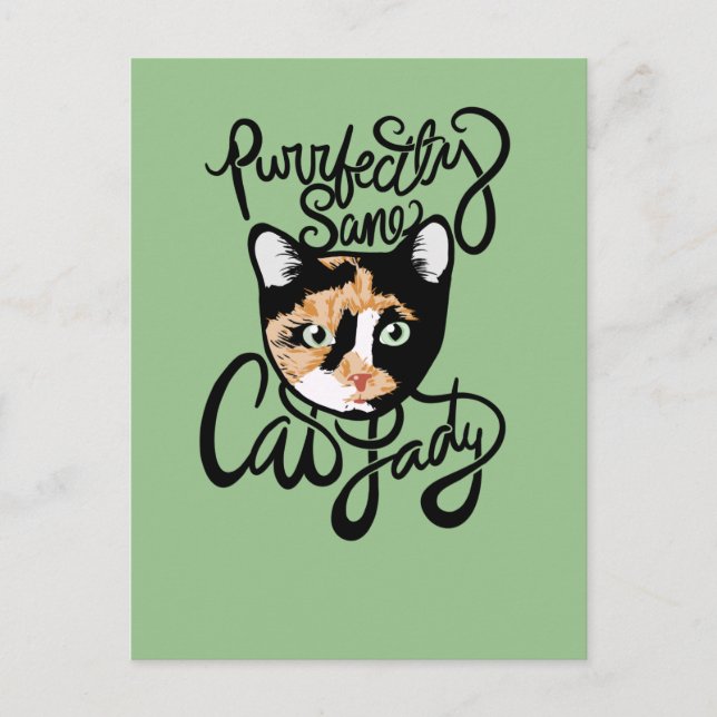 Purrfectly Sane Cat Lady Postcard (Front)