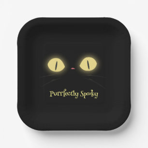 Purrfectly Spooky Cat Lovers Paper Plate