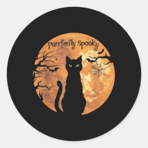 Purrfectly Spooky Halloween Black Cat Lover Classic Round Sticker