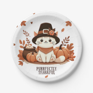 Purrfectly Thankful cat Paper Plate