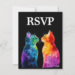 🌈 Purrfectly Yours: A Rainbow Love RSVP Card