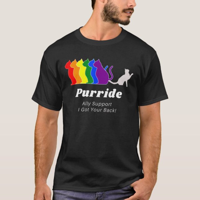 Purride Ally Support Animal Cat Lgbt Support T-Shirt (Front)