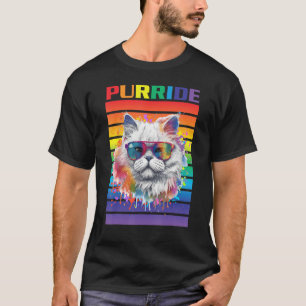 Purride Cat Ally Cat Pride Cat with Pride Flag Pri T-Shirt
