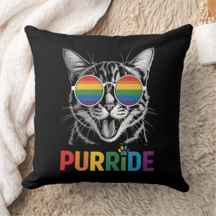 Purride Cat Gay Lesbian Rainbow LGBTQ Ally Pride Throw Pillow