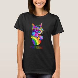 Purride Cat Lover Pride Colourful LGBT Rainbow T-Shirt