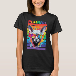 Purride Cat, Sphynx Pride Cat with Pride Flag, Pri T-Shirt