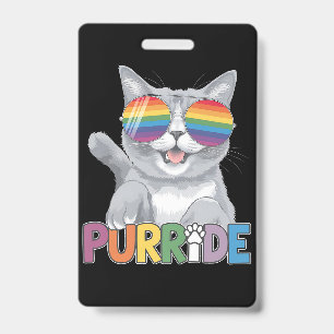 Purride Cat Sunglasses Gay Pride Rainbow LGBTQ Badge