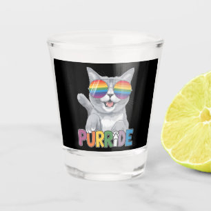 Purride Cat Sunglasses Gay Pride Rainbow LGBTQ Shot Glass