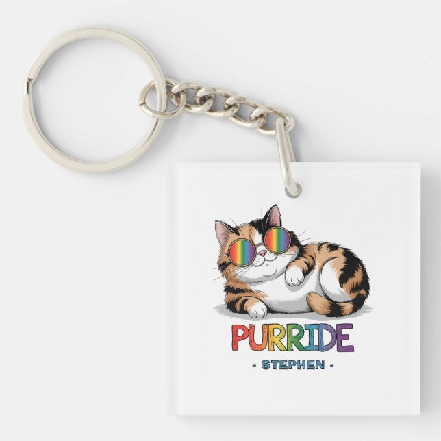 Purride - Cool Cat Pride | LGBTQ Keychain (Front)