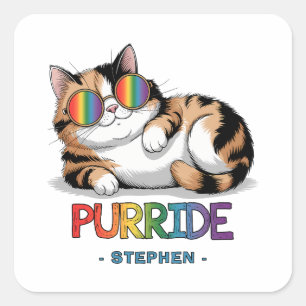 Purride - Cool Cat Pride LGBTQ Square Sticker